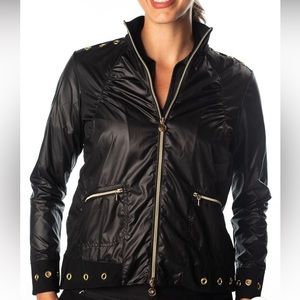 SwingDish Golf / Pickleball Shelby Bomber Jacket Gold Trim W/Swarovski Crystals